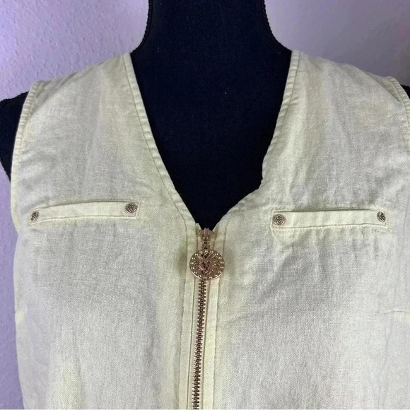 Anne Klein Women’s 1/4 Zip Linen Blend Lemon Lime Sleeveless Tunic Small - Picture 1 of 13